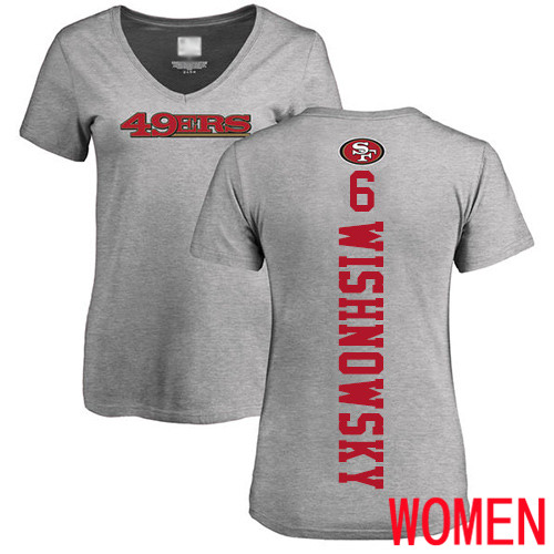 San Francisco 49ers Ash Women Mitch Wishnowsky Backer #6 NFL T Shirt